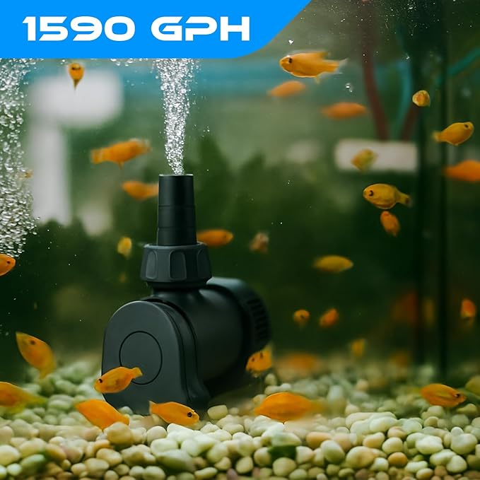 1590 GPH Intelligent ECO Amphibious Water Pump - Sine Wave Technology with Controller for Hydroponics & Aquariums, 50W - 4 Pack