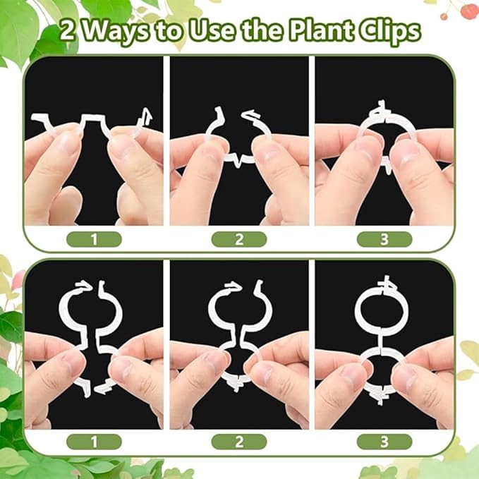 100 Pcs Plant Support Clips, Tomato Clips for String Trellis, Reusable Garden Clips for Climbing Plants, Vine Clips for Stems and Trellis Netting, Plastic Plant Clip for Garden Supplies (White)
