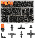 Drip Irrigation Fittings Kit for 1/4 Inch Tubing, 260 Pcs 1/4" Drip Line Barbed Connectors - 85 Couplings, 55 Tees, 10 Nozzles, 10 Nozzle Tees, 25 Single barbs, 25 Elbows, 25 Plugs, 25 Crosses
