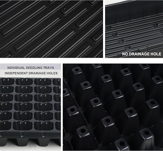 Hourleey 20 Pack Trays Include 10 Pack 1020 Seed Starter Trays and 10 Pack 72 Cell Plug Trays, Thick Durable Plastic Plant Nursery Tray, Propagation Tray for Seedlings Microgreens Fodder Plant