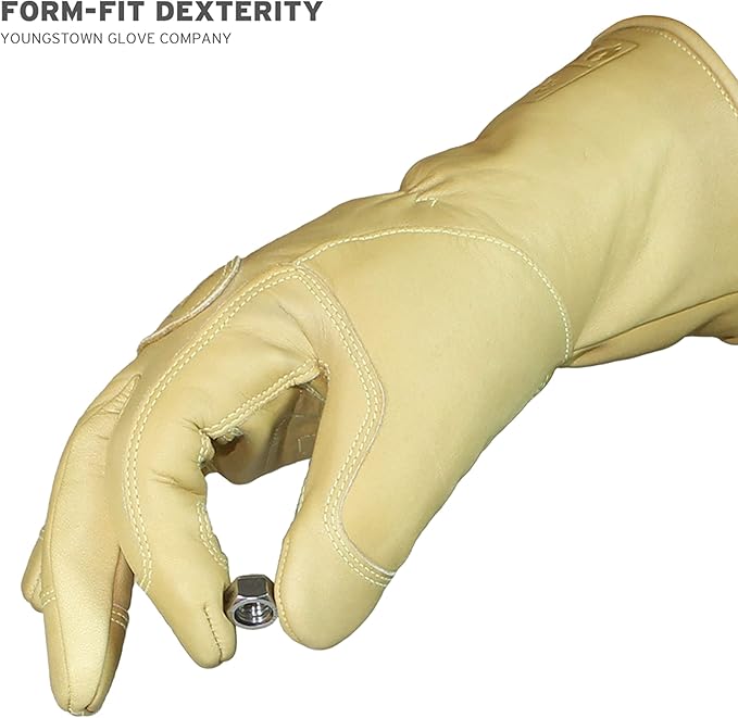 Youngstown Glove FR Ultimate Leather Utility Winter Work Gloves - Kevlar Lined - Cut, Puncture, Flame Resistant, Arc Rated - Tan, Small