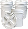 ePackageSupply 5 Gallon Bucket - Food Grade Bucket with Airtight Gamma Seal Screw-On Lid, BPA-Free, Heavy-Duty 90 Mil HDPE Plastic, Bulk Storage, Durable Container, Made in USA, White/White, 3 Packs