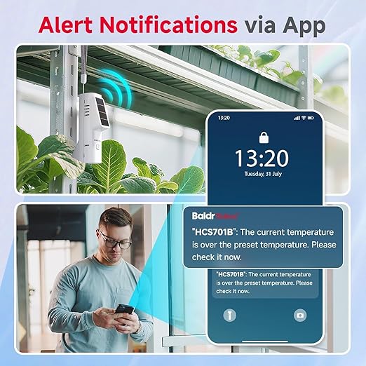 BaldrTherm Smart WiFi Hygrometer Thermometer 3 Pack, Wireless Temp Humidity Monitor with App Alert Notifications, Historical Data Storage & Remote Tracking, for Bedroom, Wine Cellar, Basements