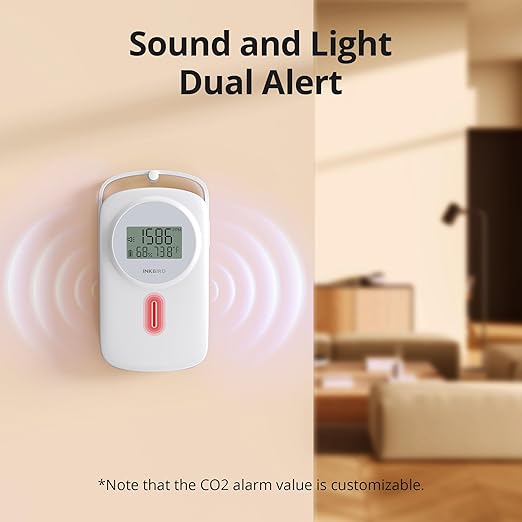 INKBIRD Air Quality Monitor Indoor Ndir 3 in 1 Meter | Detect Carbon Dioxide & Temperature & Humidity with Battery Powered | Sound System | for Home, Office, RV, Grow Tent (IAM-O2)