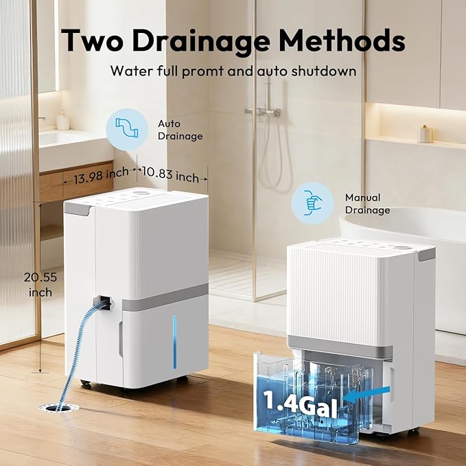 HUMILABS 5000 Sq.Ft Dehumidifier for Basement and Home, 75 Pints Dehumidifier with Drain Hose, Smart Humidity Control, 24H-Timer, for Bedroom, Bathroom, Large Room