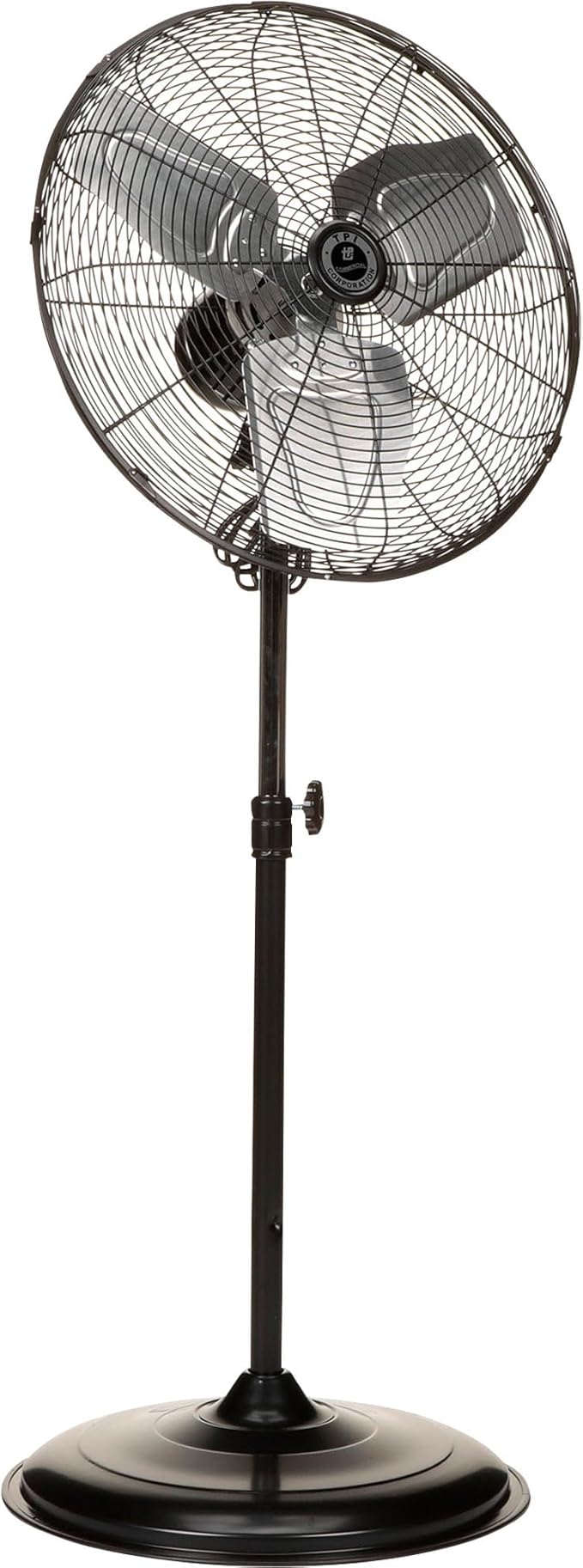 TPI Corporation CACU-20-P Air Circulator Commercial Pedestal Fan - 120v High Velocity Standing Fan for Versatile Use - Single Phase Non oscillating Aluminum Blade Fan - UL/C-UL Listed, Black