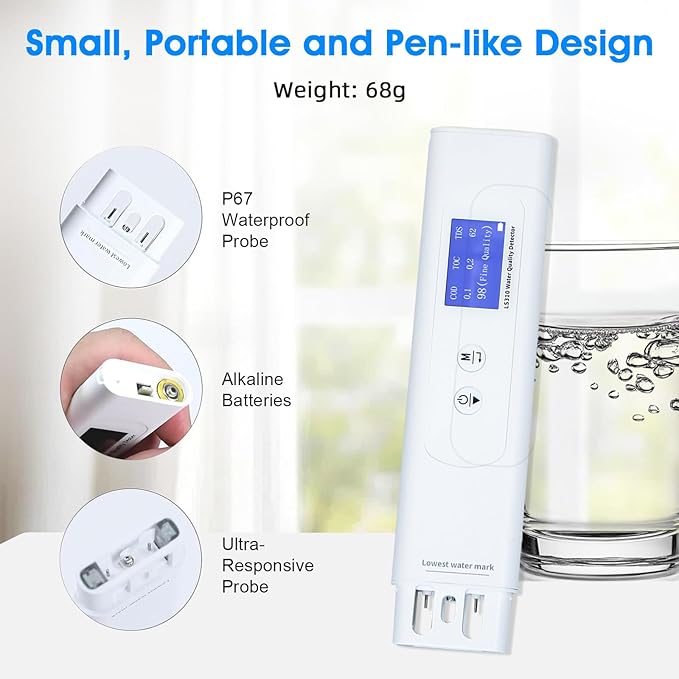 Water Tester, TDS Tester 6 in 1 Professional Digital Water Quality, COD/TOC/TDS/UV275/EC/Temp for Drinking, Tap, Well, Swimming Pool,Hydroponics, Aquarium, RO/DI System