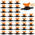 Kalolary 1/4" Drip Irrigation Valves, 30PCS Drip Line Barbed Valves Fittings Garden Shut Off Switch Valve for 4/7mm Tube Water Flow Control Drip Line Parts Cut Off Valve for Watering System (Orange)