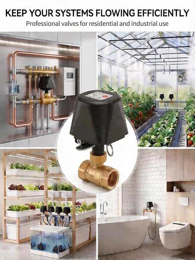 Smart WiFi Water Valve, Brass Motorized Ball Valve with Timer & App Remote Control, Alexa/Google Home Compatible, Ideal for Garden Sprinkler, Pool Filling, Greenhouse & Hydroponics,1/2" G-Thread