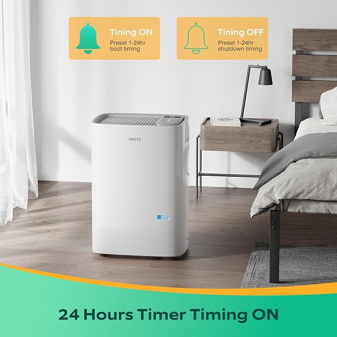 80 Pints Energy Star Dehumidifier, 5500 Sq.Ft Dehumidifier for Basement and Home, Large Room Dehumidifiers with Drain Hose & Water Tank, 24H Timer, Auto Defrost, Dry Clothes, White