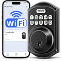 TEEHO TE011W Wi-Fi Keyless Entry Door Lock with Keypad - Smart Deadbolt Lock for Front Door with 2 Keys - Remote Control, Works with Alexa & Google, APP Unlock - Easy Installation - Matte Black