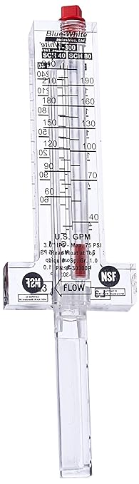 Blue-White Flowmeter for 3" PVC Pipe, Horizontal Installation