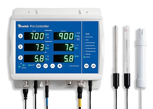 Bluelab Pro Controller Wi-Fi Fully Automated 24/7 Digital Monitor for Hydroponics Multi-Nutrient & pH Dosing with EC Temperature Probe and Edenic Remote Monitoring Essential for Agriculture