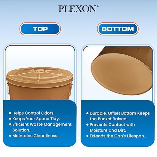 Plexon 20 Gallon Metal Trash Can with Lid Outdoor Large Trash Bin Steel Garbage Can for Garage Patio Farmhouse Bucket Bird Seed Storage Can Heavy Duty Round Container, Copper