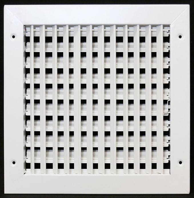 10"w X 10"h Adjustable AIR Supply Diffuser - HVAC Vent Cover Sidewall or Ceiling - Grille Register - High Airflow - White [Outer Dimensions: 11.75"w X 11.75"h]