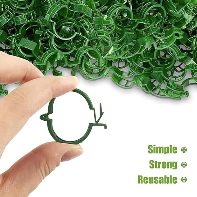 100 Pcs Plant Support Clips, Tomato Clips for String Trellis, Reusable Garden Clips for Climbing Plants, Vine Clips for Stems and Trellis Netting, Plastic Plant Clip for Garden Supplies (Green)