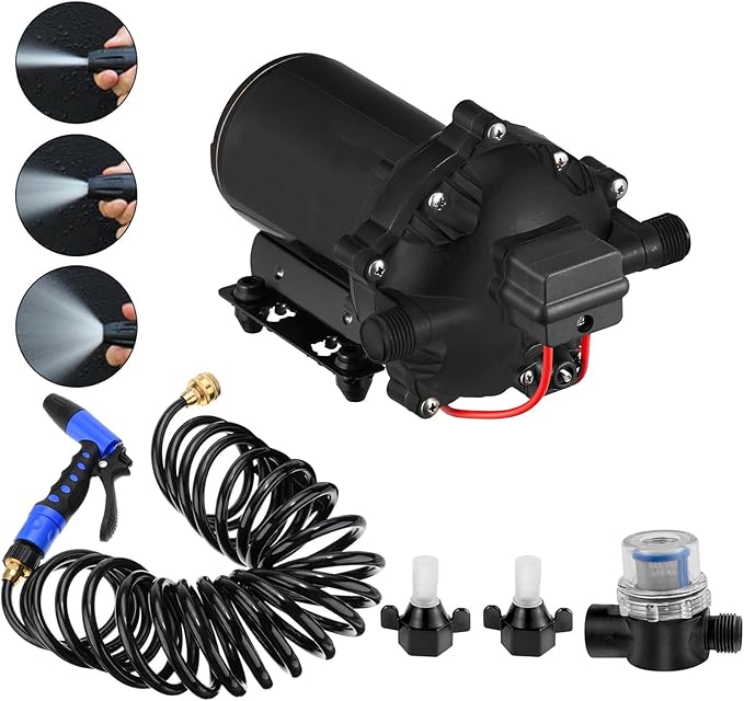 VEVOR Water Diaphragm Pump 5.5 GPM 12V Washdown Pumps Automatic 70 PSI Pump for Car Washing, Agricultural Irrigation, Boats, Marine Yacht