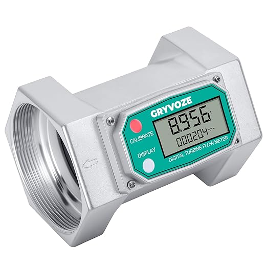 3 inch Turbine Flow Meter, 21-264 GPM Inline Flowmeter, 180° LCD Display, High Accuracy NPT Counter for Diesel, Gasoline & Water (5 Units: Gal, QTS, PTS, L, m³)