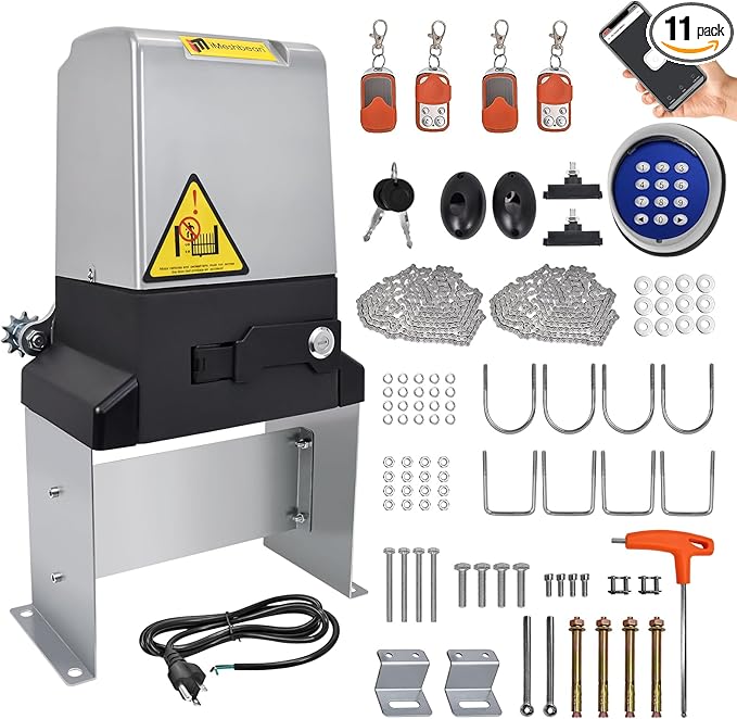 4400lbs 750W Automatic Sliding Gate Opener APP Control with 4 Remotes, Automatic Motor Remote Kit with Wireless Keyboard,Gate Operator Hardware Security System Kit for Sliding Gate Up to 40 Feet