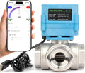 U.S. Solid WiFi Smart Motorized Ball Valve 1 inch NPT for Water Control & Irrigation, 3 Way 304SS Electric Valve, USB Plug, LED Indicator, Flow Direction Window, Remote On/Off Control, NSF Certified
