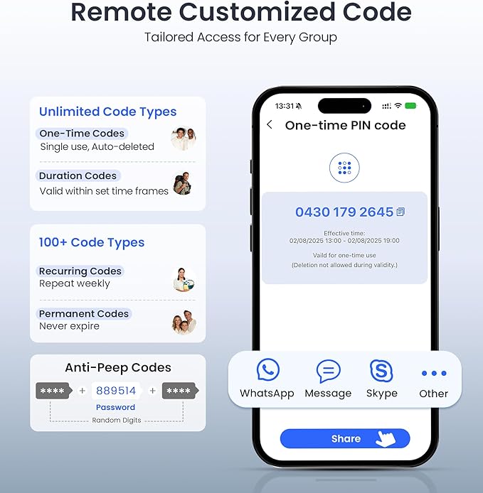 Veise VE027 Built-in Wi-Fi Smart Lock, Fingerprint Keyless Entry Front Door Lock, App Remote & Voice Control, No Hub Needed, Touchscreen Keypad Deadbolt, IP65 Waterproof, BHMA Grade 3, Satin Nickel