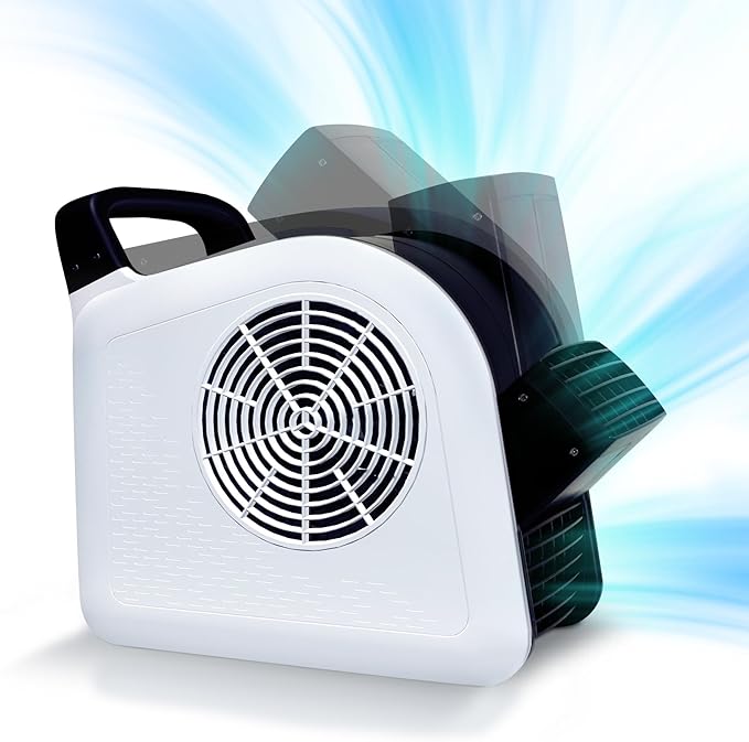 Air Mover Blower Fan - Utility Fan 3 Speeds, 2 AC Outlets, Reset and Circuit Breaker, Carpet Dryer for Garage, Gym, Shop, Kitchen - Ventilating, Cooling and Drying, 12", White