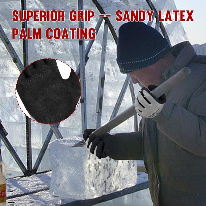 AIGEVTURE Waterproof Winter Work Gloves,Cold Weather Insulated Work Gloves Thermal Liner Superior Grip Latex Coating Warm for Outdoor XX Large