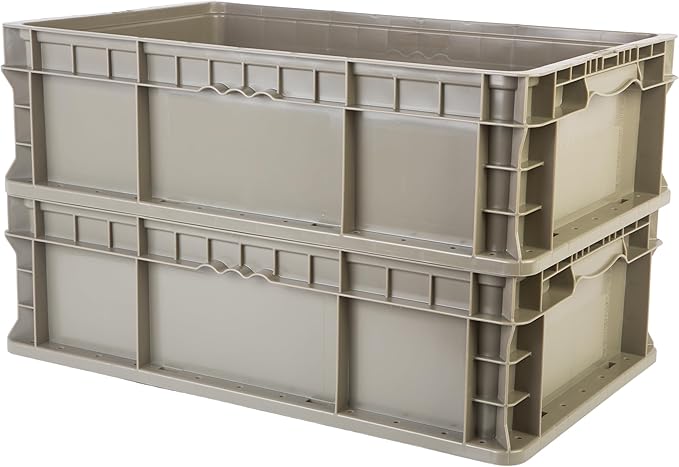 Hudson Exchange 24 x 15 x 7.5" Straight Wall Handled Storage Container Tote, Gray/Brown