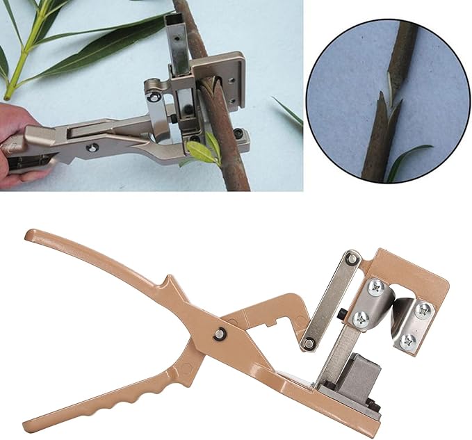 Professional Grafting Scissors Pruning Shears V Shape Cutting Tool with Non Slip Aluminum Alloy Handle for Gardening Farming Plant Grafting Gray Color