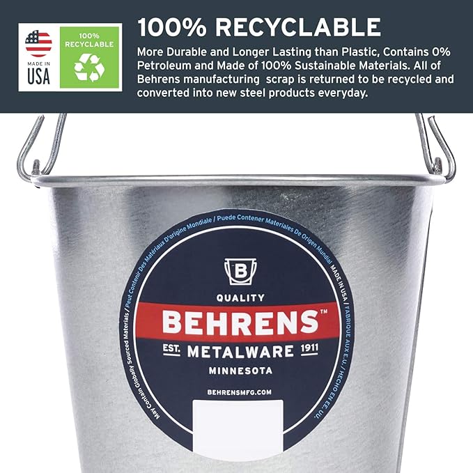 Behrens Galvanized Steel Utility Pail, 2-Quart, Silver