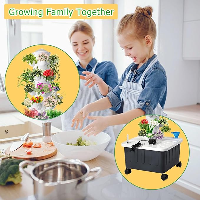 Hydroponics Growing System Indoor Vertical Garden Planter Indoor Smart Garden Kit with Pump and Movable Water Tank Vegetable Plant Gift for Gardening Lover (50 Plant)
