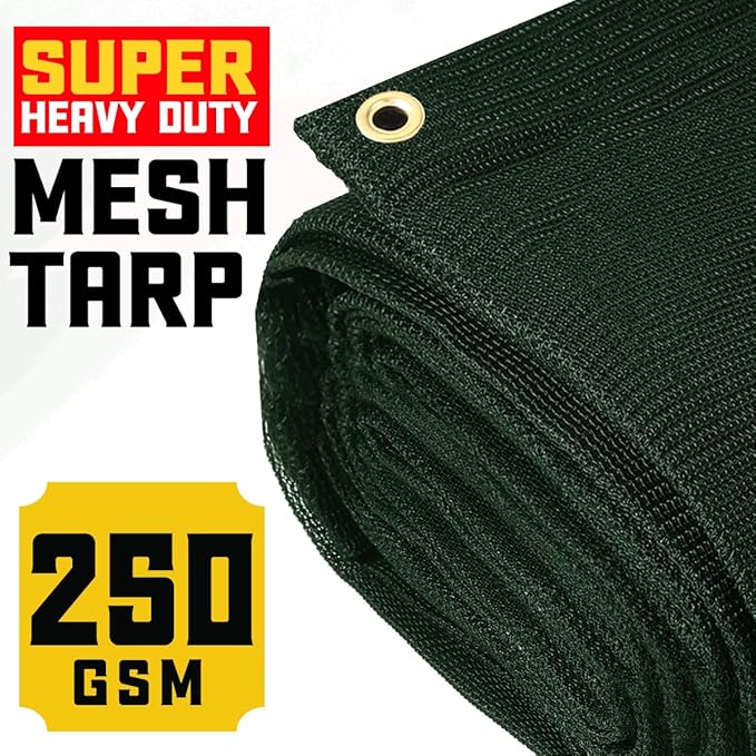 Core Tarps 60% Green Shade Cloth with Grommets - 12 X 50 FT Heavy Duty Mesh Tarp - Sun Shade Cloth for Garden Vegetables Plants Greenhouse Outdoors Backyard Fences Dump Trucks Patio Mesh Shade Tarp