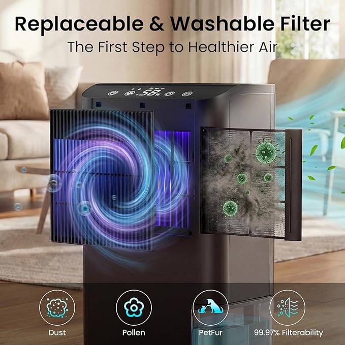 Dehumidifier for Home, Dehumidifier for Basement with Drain Hose/Humidity Display/85 OZ Water Tank/Washable Filter/Auto Shut Off/Ultra Quiet, Small Dehumidifier for Bedroom, Bathroom, RV, Whole Home