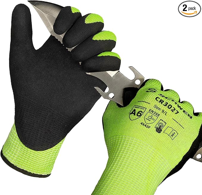 Schwer 2 Pairs Cut Resistant Gloves ANSI A6/A7 (Send Randomly) Cut Proof Work Gloves, Touchscreen, for Men and Women Used for Woodworking, Glass Cutting, Construction, Cargo Handling, Car Repair, M