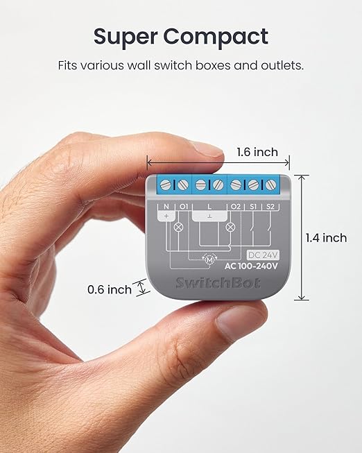 SwitchBot Smart Relay Switch 2PM, Power Metering, Dual Light Control, Built-in Bluetooth Repeater, Wi-Fi&Bluetooth Switch Compatible w/Alexa/Apple Home/Google Home/Matter Hub Required, 2.4GHz