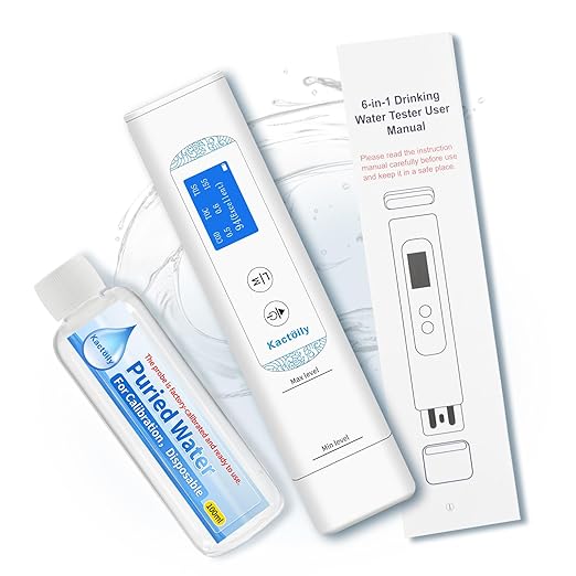 6 in 1 Digital Water Tester for Drinking Water, Lab Grade TOC/COD/EC/UV275/Temp/TDS Meter Digital Water Tester and Calibration Solution for Home, RV, Camping, Well, Tap Water