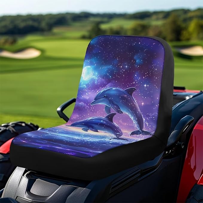 Riding Lawn Mower Seat Cover Large,Dolphin Waterproof Tractor Seat Covers Water Protective Heat-Resistance Tractors Cushion Cover Fits Most Lawnmowers