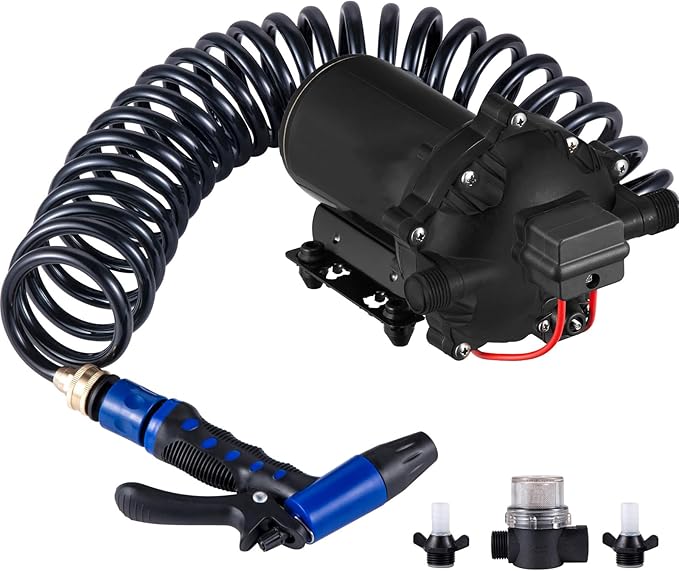 VEVOR Water Diaphragm Pump 5.5 GPM 12V Washdown Pumps Automatic 70 PSI Pump for Car Washing, Agricultural Irrigation, Boats, Marine Yacht