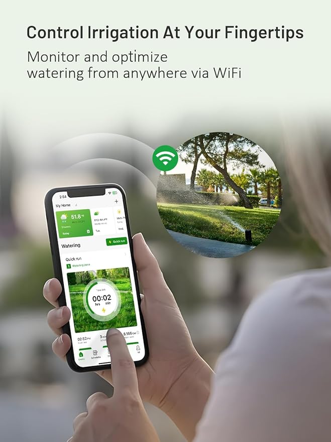 Smart Sprinkler Controller WiFi, 8 Zone Irrigation Controller Indoor with Automatic Weather-Based Watering (2025 New Version)