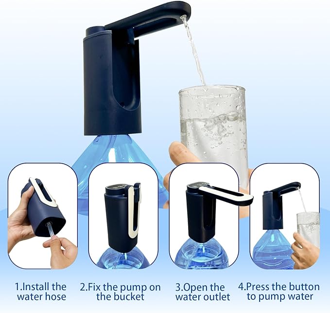 5 Gallon Water Bottle Pump Foldable Spout, Automatic Water Dispenser Type-C Charging Portable Electric Water Jug Dispenser