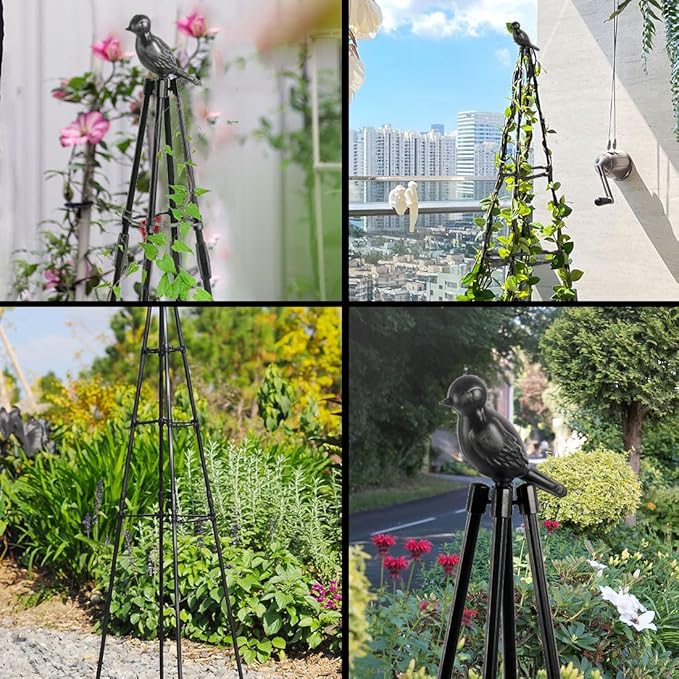 Garden Trellis,Plant Support for Climbing Plants, 1 Pack Plant Trellis Support for Climbing Vine, 63" Plant Support Tower Cages Plastic Coated Metal Pipe Supports for Outdoor Indoor, Tomato cage