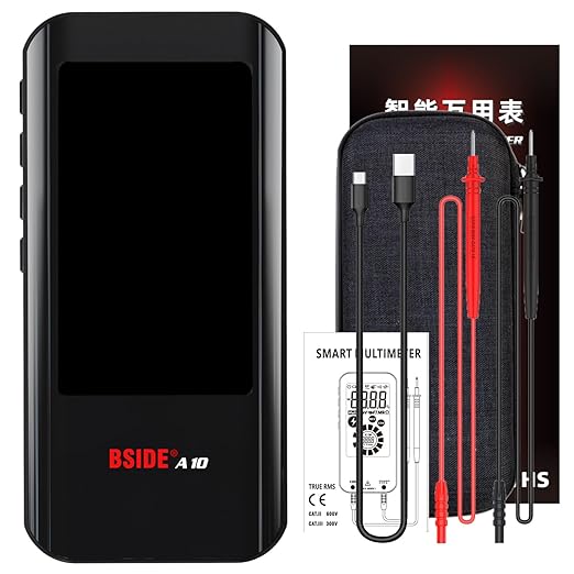 BSIDE Rechargeable Digital Multimeter Color LCD 3 Results Display 6000 Counts Auto-Ranging Pocket Voltmeter Cap Duty Cycle Live Check Voltage Tester