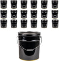 ATERET 5 Gallon Black Metal Bucket, Heavy Duty Durable Steel Open Head Pail with Handle for Outdoor and Household Use (18 Pack - Bucket Only)
