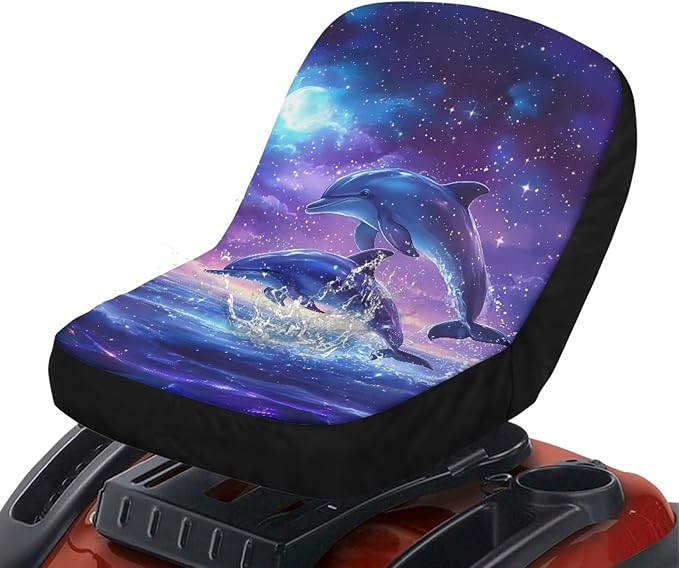 Riding Lawn Mower Seat Cover Large,Dolphin Waterproof Tractor Seat Covers Water Protective Heat-Resistance Tractors Cushion Cover Fits Most Lawnmowers
