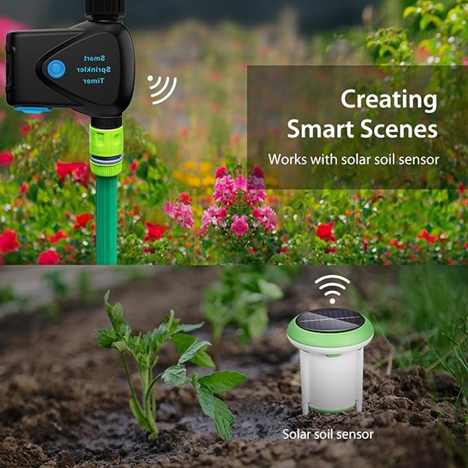 WiFi Sprinkler Timer: Smart Water Timer for Garden Hose, Automatic Irrigation Controller, App Remote Control, Weather-Based Smart Watering, Compatible with Alexa, Google Home