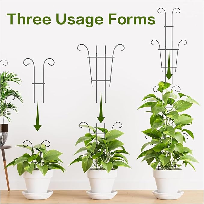 Plant Stakes - Adjustable Metal Trellis, Garden Plant Support, Vertical Stem Holder | Rust-Proof Monstera Ivy Cucumber Bean Flower Pot Trellis for Indoor Outdoor Planter Vegetable Fruit Gardening
