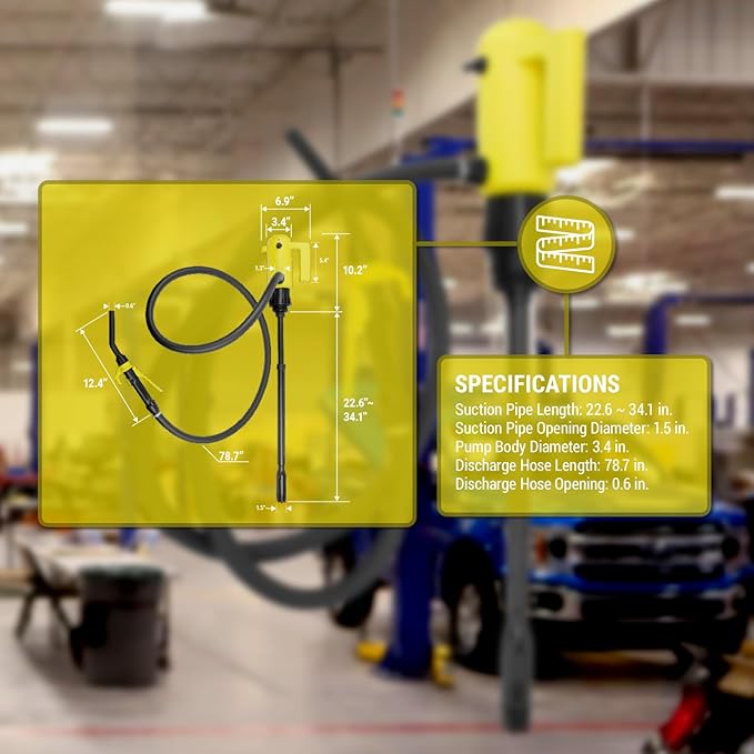 TERA PUMP Chemical Resistant Drum Pump (4.2 GPM) E85 & E15 12 Volt DEF Pump- Electric Plug-In Power for All Day Use - Safe For Liquids Such As Gasoline, Diesel & more