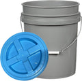 House Naturals 5 Gallon Food Grade BPA Free Made in USA Pails Gray Bucket with Screw On Air Tight Lid (1, Gray with Aqua lids)