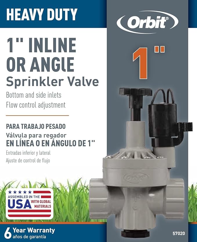 5-Pack Orbit 57020P 1" FPT 100 Series Automatic Inline/Angle Sprinkler Valve with Flow Control
