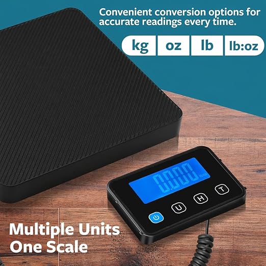 Smart Weigh Digital Postal Shipping Scale, 220 lb Capacity, 0.1 oz Readability, Hold & Tare Function, Includes Batteries & USB-C, Large LCD Display